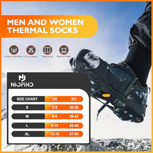 Thumbnail 6 de Niofind Thermal Socks, Full-Cushion Black Crew Socks, 3 Pairs, Size 9–12