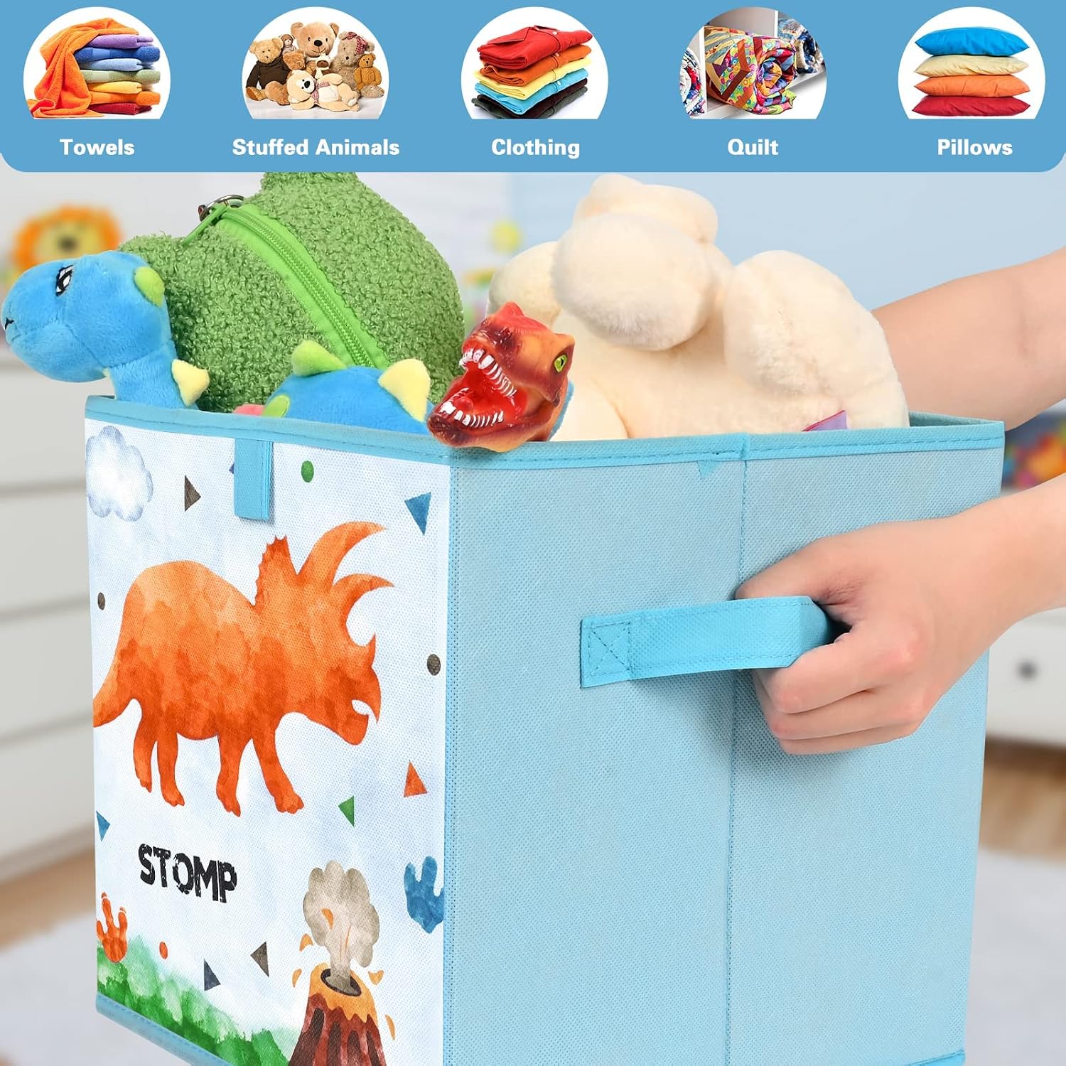 Thumbnail 3 de WERNNSAI Cube Storage Bins - 4-Pack Dinosaur Fabric Foldable Organisers, 28 cm