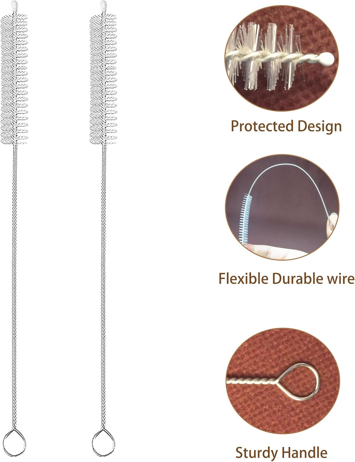 Thumbnail 2 de 304 Stainless Steel & Nylon Straw Cleaner Brush (2-Pack) for Glass/Silicone Straws and Hummingbird Feeders