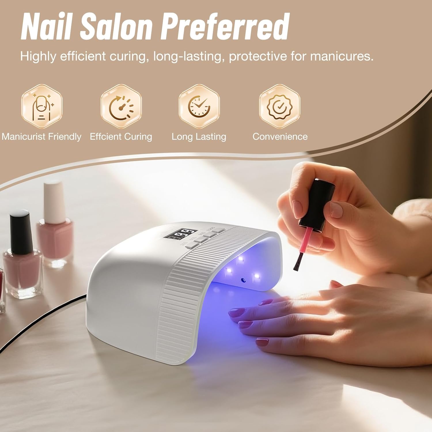 Thumbnail 6 de LadyMisty UV Lampe Für Gelnägel – 2026 Upgrade, 30 Doppellichtperlen, 4 Timer, LCD-Display, Mattweiß