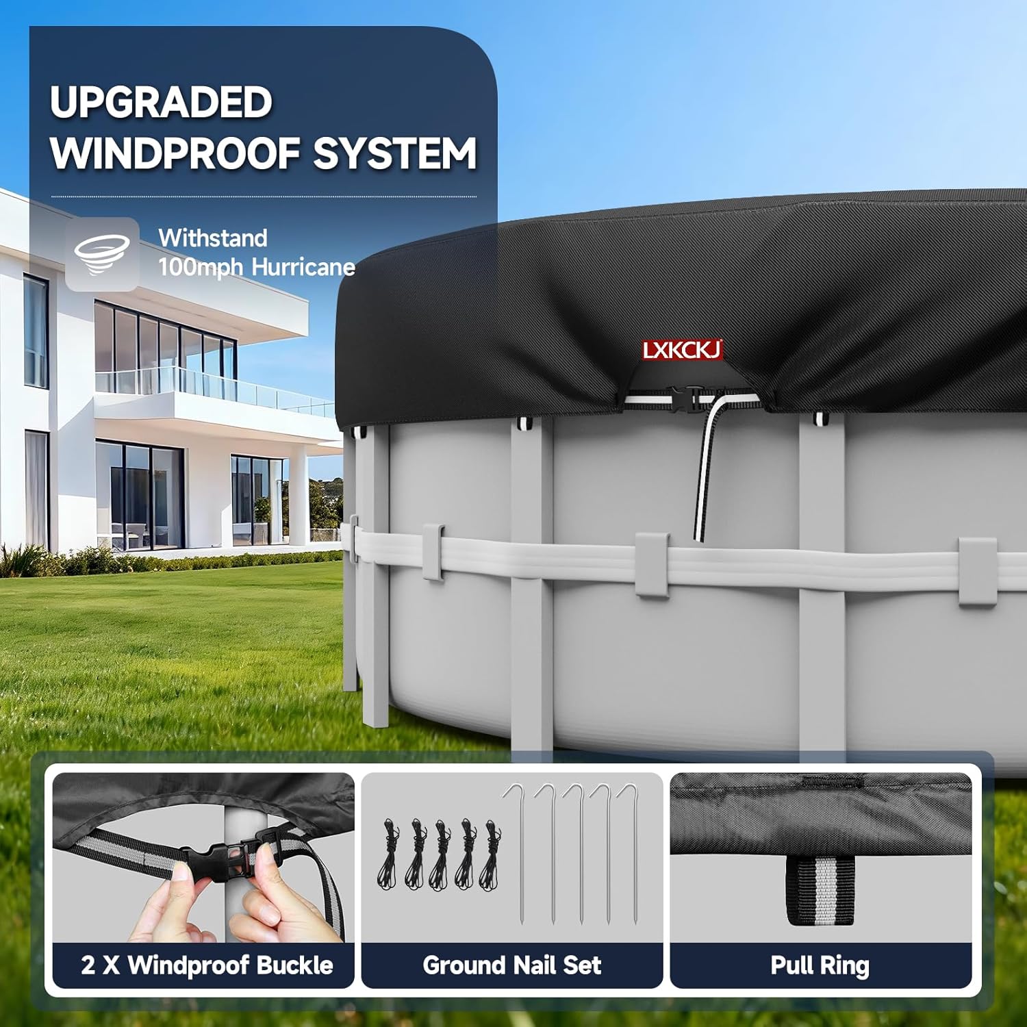 Thumbnail 2 de LXKCKJ 12 Ft Round Solar Pool Cover: Practical Protection with Drawstring Stability