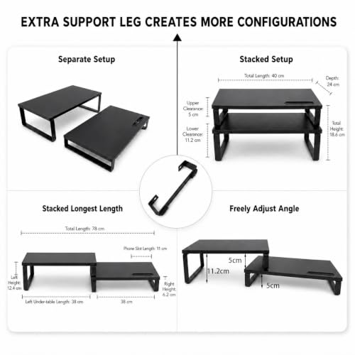 Thumbnail 1 de DOMSHOCT Dual Monitor Stand Riser with 3 Configurations — Adjustable, Stackable Carbon Steel Desk Organiser