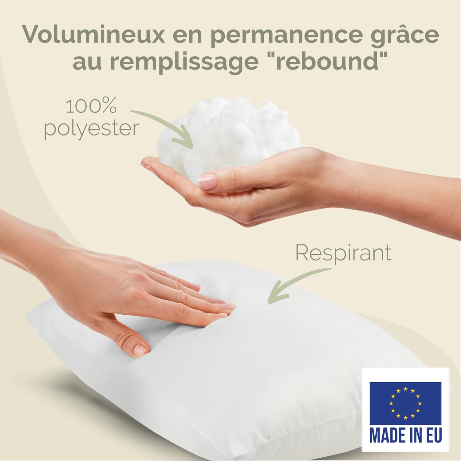 Thumbnail 3 de Blumtal lot de 2 coussins/oreillers rectangulaires 40x50 cm déhoussables et lavables (Oeko-TEX)