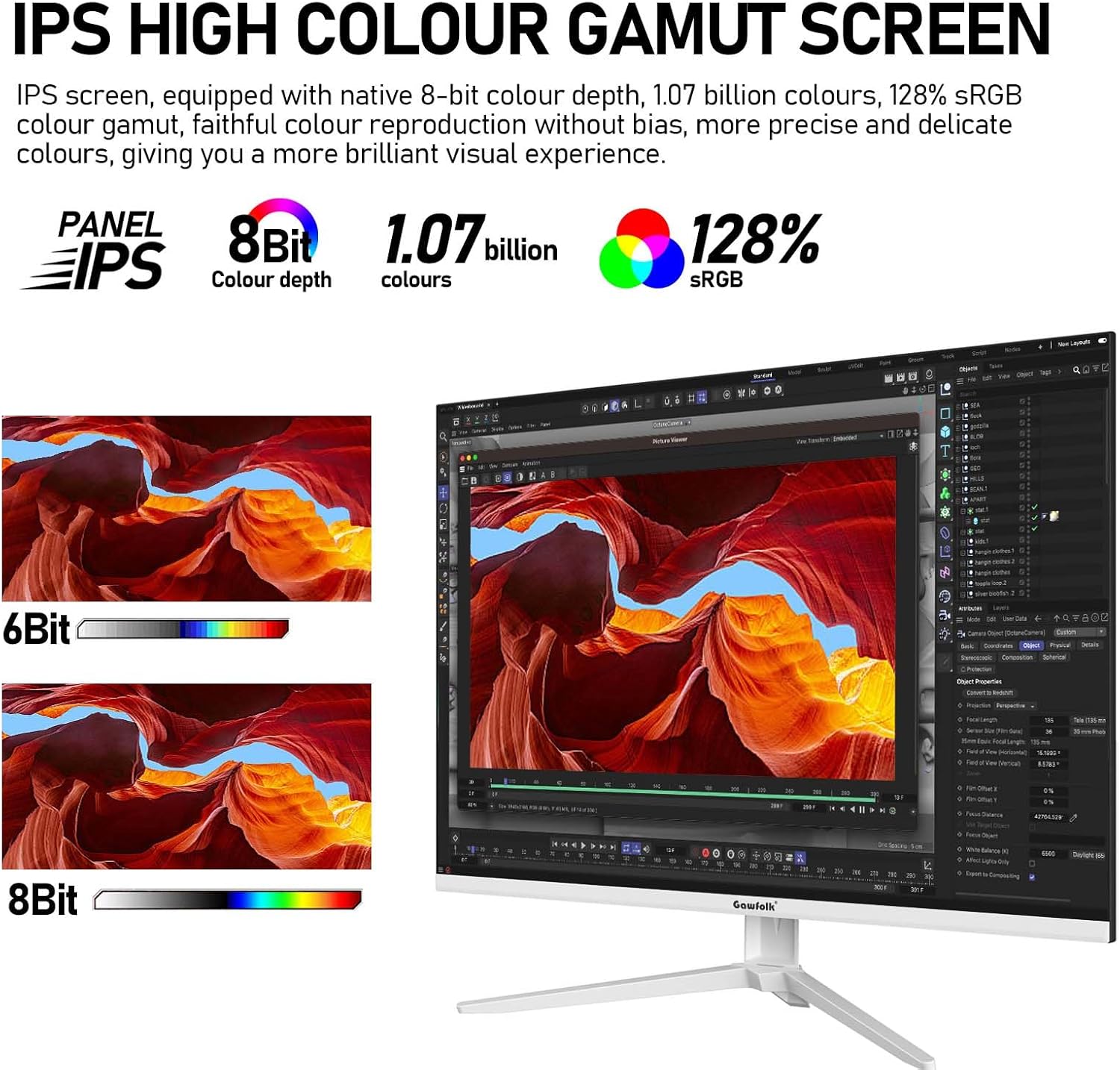 Thumbnail 2 de Gawfolk 28 inch UHD 4K IPS monitor with 3:2 aspect ratio, built-in speakers and Adaptive Sync (white)