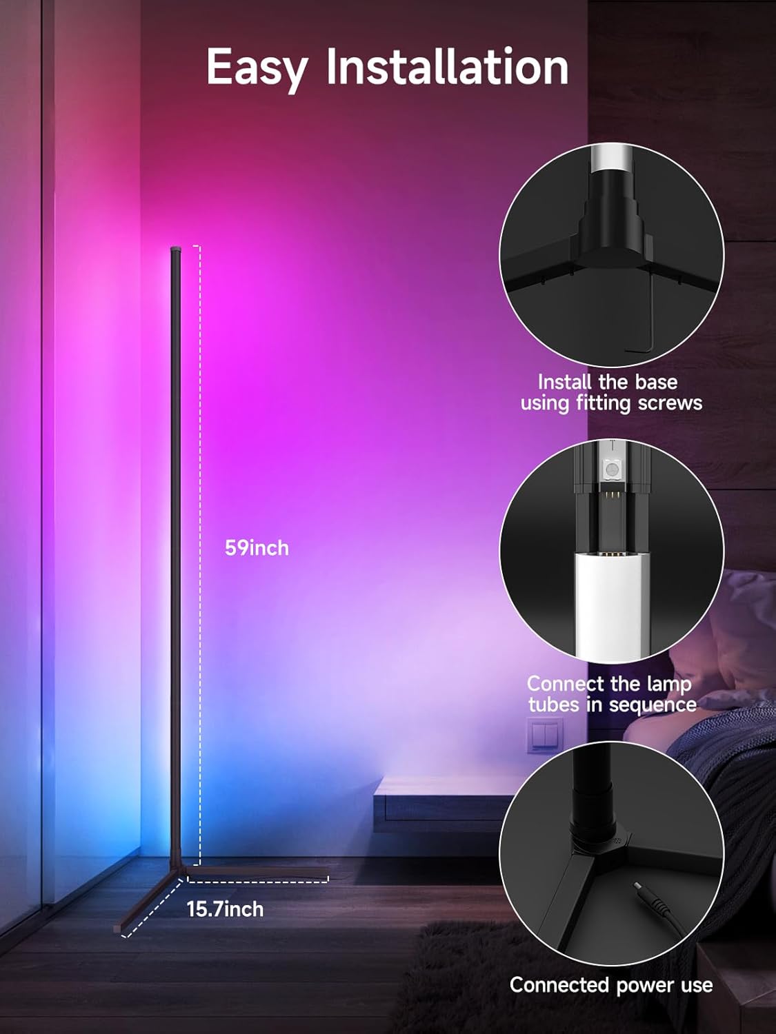 Thumbnail 5 de Tyute LED Floor Lamp Smart RGB, Dimmable