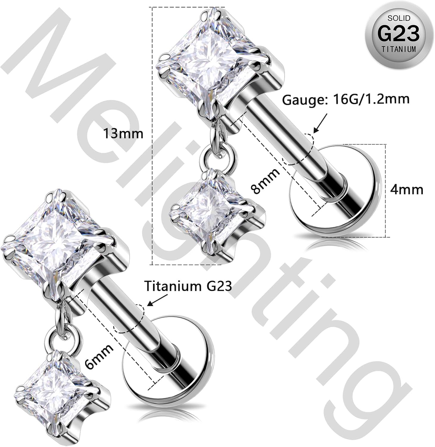 Thumbnail 5 de Melighting Orecchino elica titanio 16G zirconia