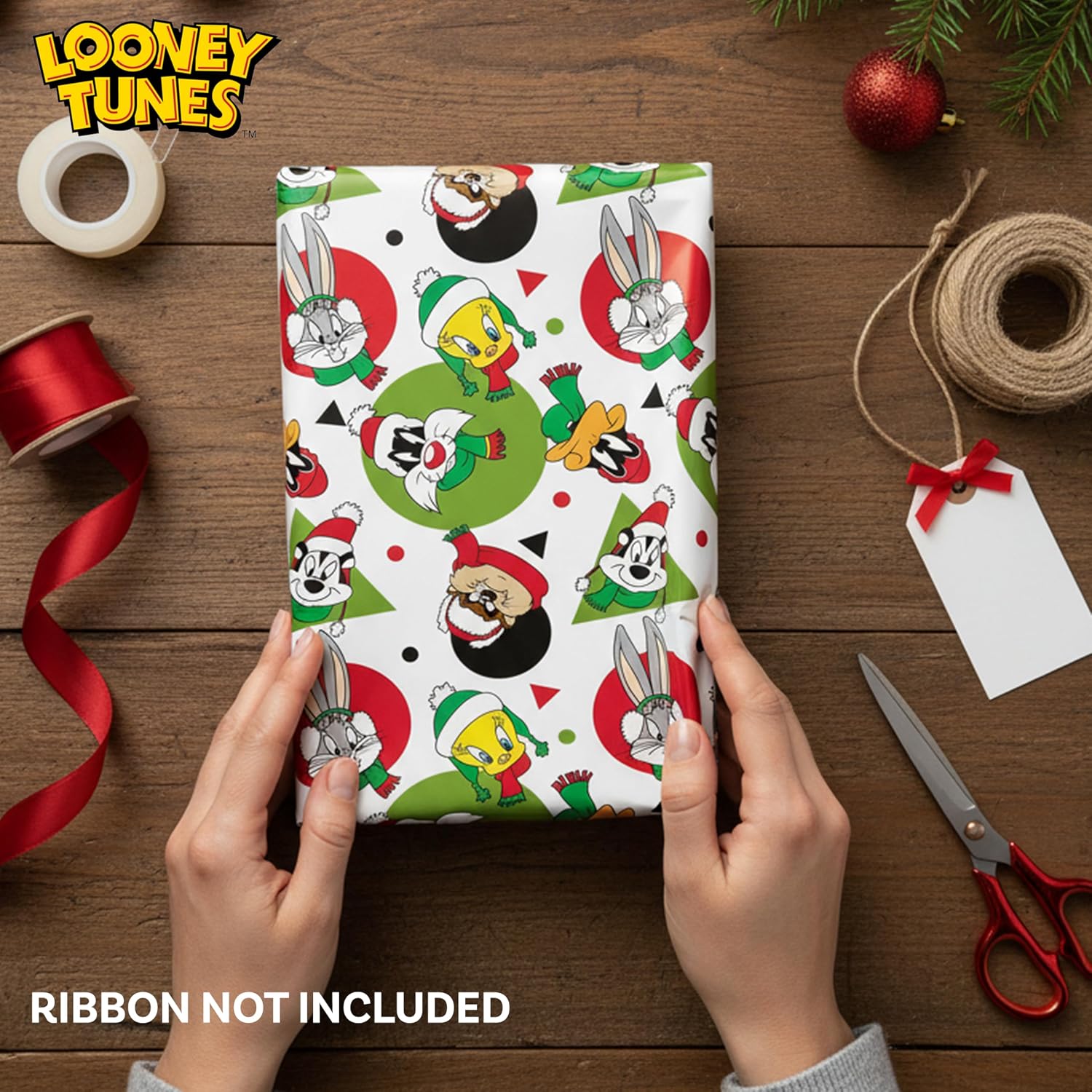 Detalle 2 de Silver Buffalo Looney Tunes Wrapping Paper 12-Count