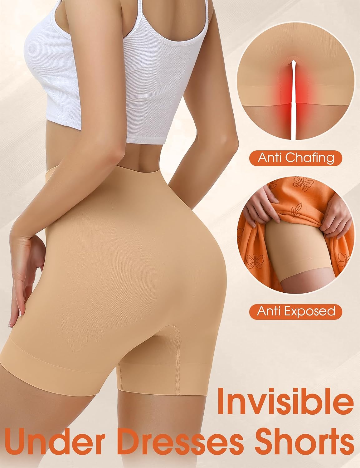 Detalle de Niceuare Seamless Slip Shorts for Women, Anti-Chafing Boyshorts