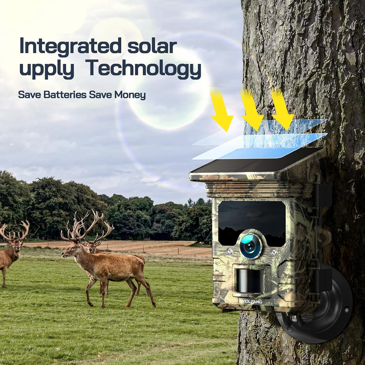 Detalle de WOLFANG WT03 4K 68MP Solar Wildlife Camera with WiFi and Night Vision