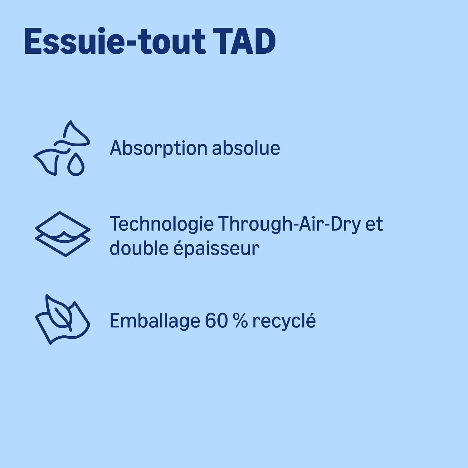 Detalle de Presto! Essuie-tout TAD Extra Absorbant – Lot de 32 rouleaux (51 feuilles par rouleau) – FSC certifié
