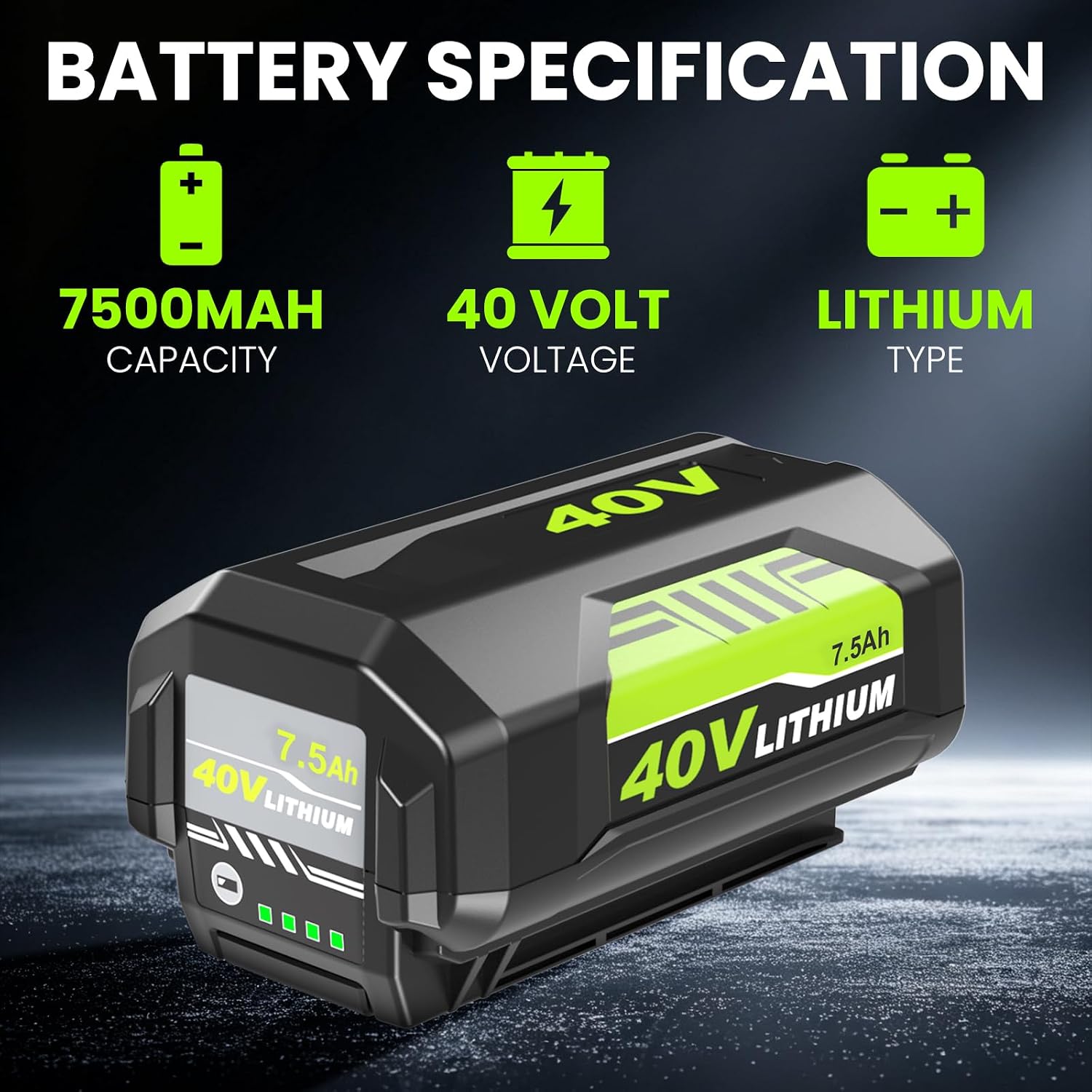 Detalle 2 de Munikind 40V 7.5Ah Replacement Batteries, 2-Pack with LED Indicators