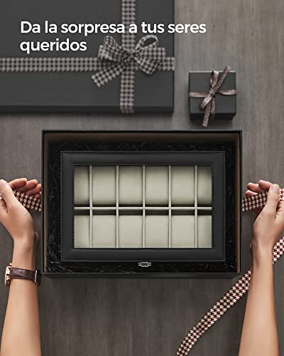 Thumbnail 6 de SONGMICS Caja de Relojes con 12 Compartimentos y Tapa de Cristal