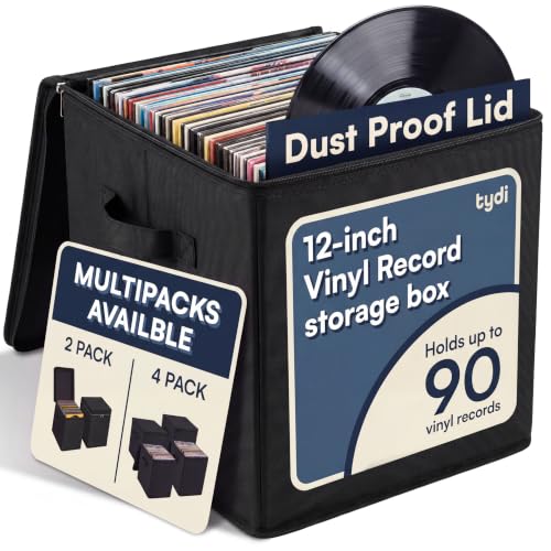 Tydi Vinyl Record Storage Box with Zip Closure – Holds Up to 90 12 Inch Vinyl Records