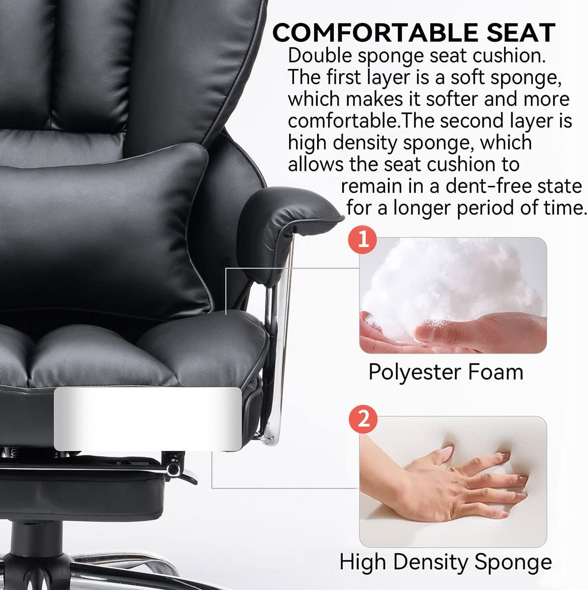 Detalle 2 de Efomao Big and Tall Office Chair 400LBS