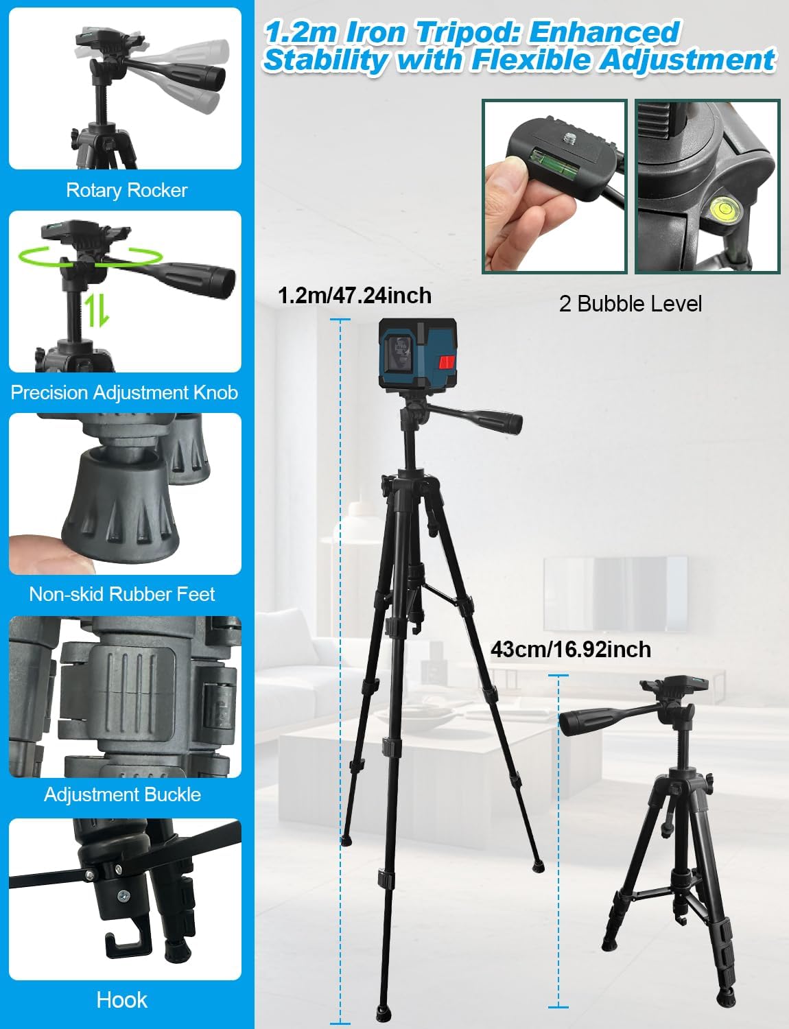 Thumbnail 2 de RockSeed Kreuzlinienlaser mit 1,2 m Stativ