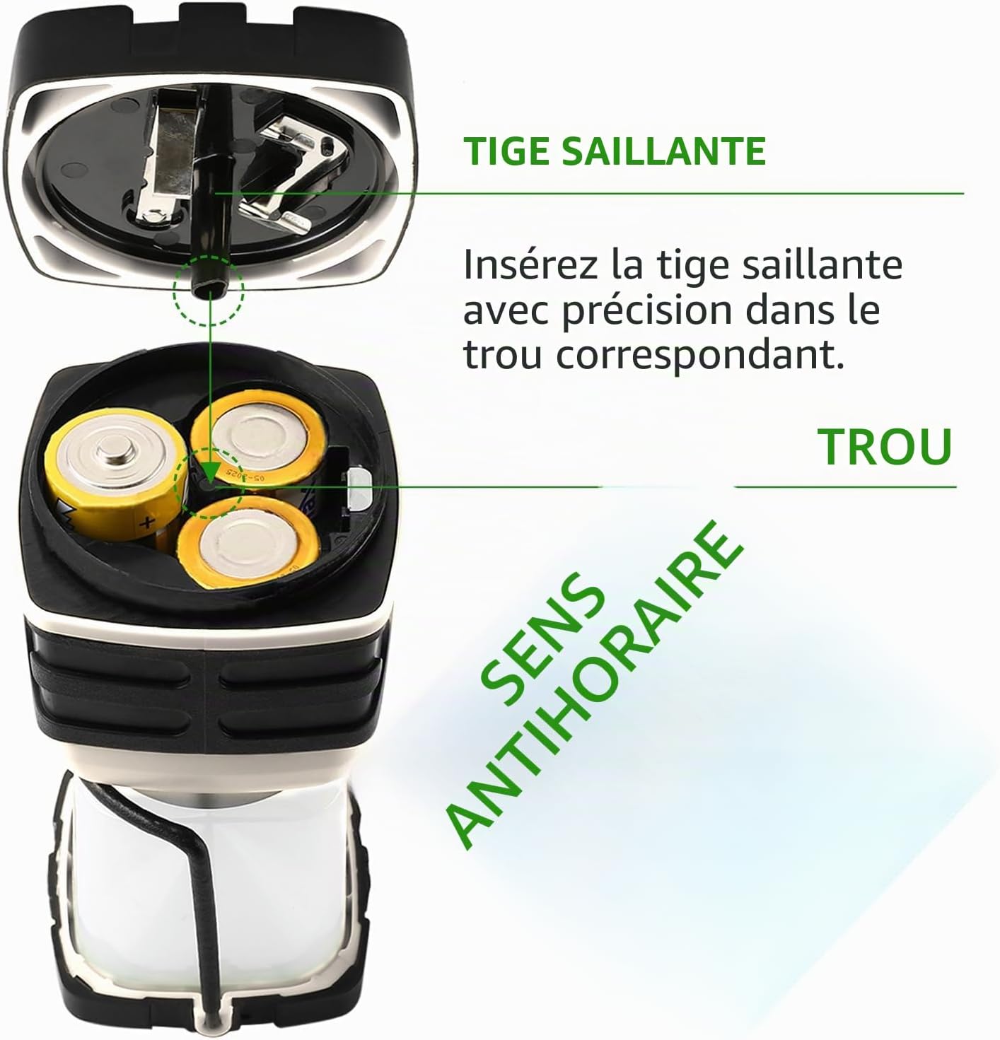 Detalle de Lepro Lampe de Camping LED 1000 lm, lanterne étanche IPX4 à piles avec luminosité réglable et 4 modes