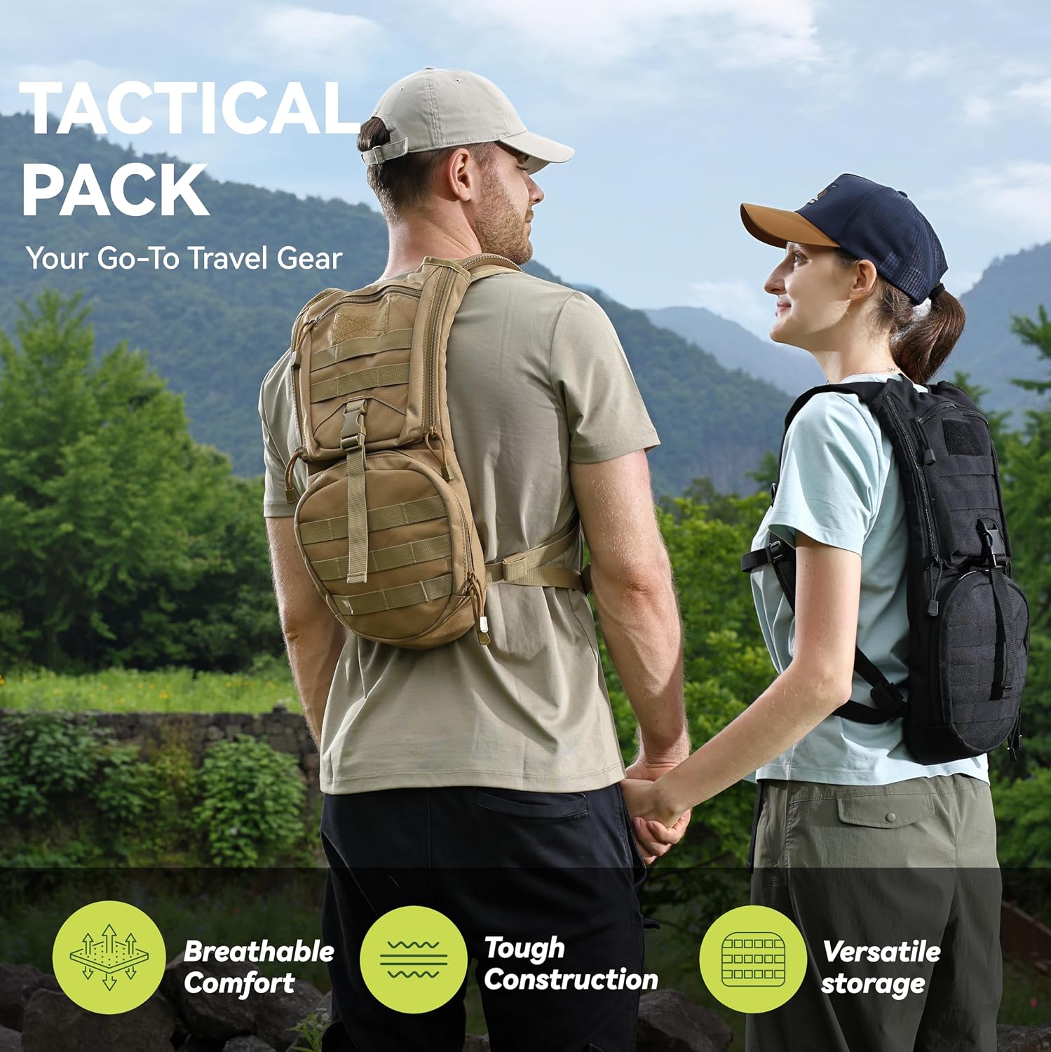 Thumbnail 1 de MARCHWAY Tactical Molle Hydration Pack Backpack: 3L TPU Bladder for Active Outdoor Use