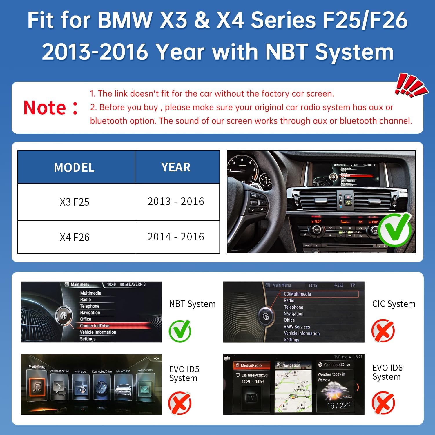 Detalle de Road Top CarPlay Autoradio da 12,3” per BMW X3/X4 F25-F26 (NBT 2013-2016) con cornice stretta