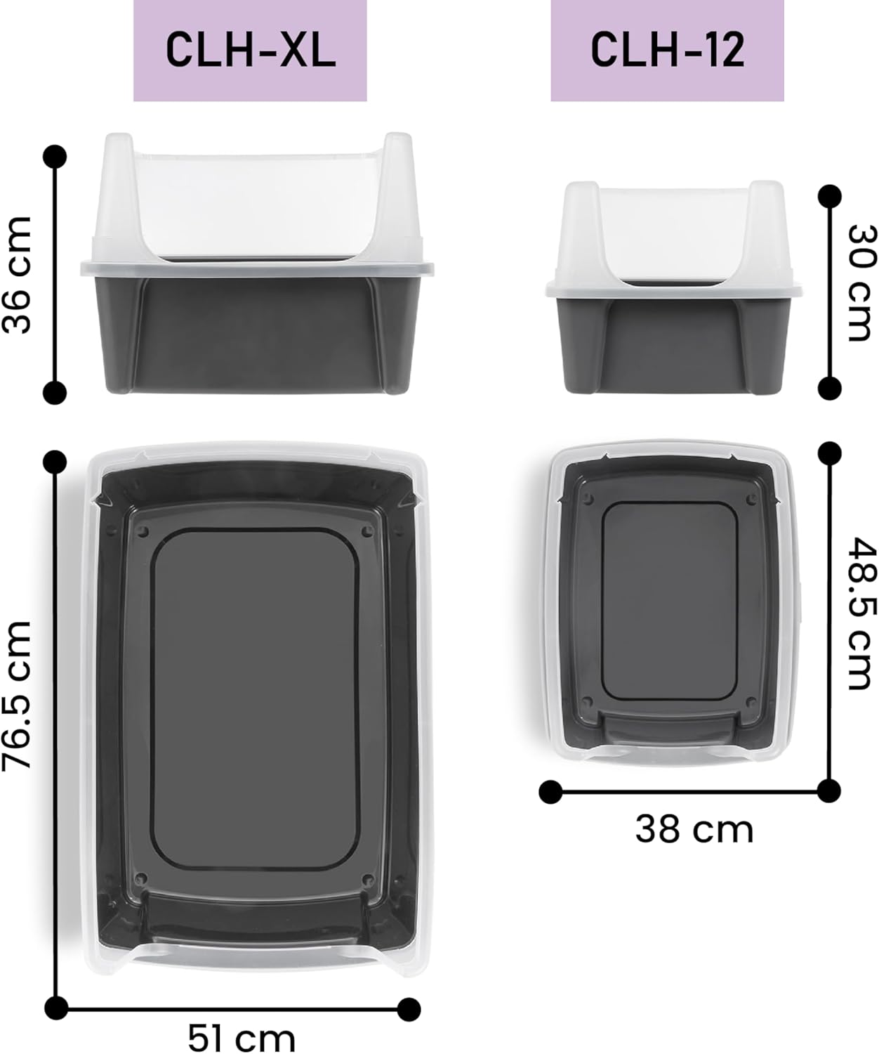 Thumbnail 4 de Iris Ohyama Lettiera per gatti XL extra large grigia con lati alti rimovibili, a prova di perdite