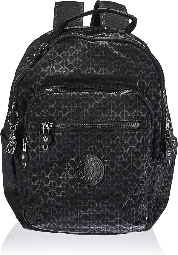 Kipling Seoul S Mochila Pequeña, Signature Emb (Negro) 🎒