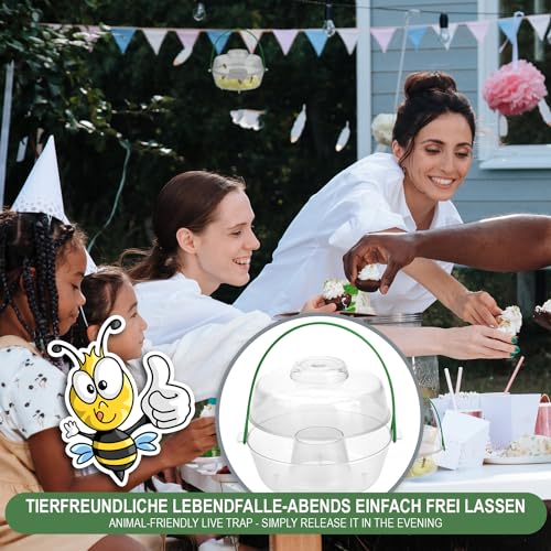 Detalle de com-four® 2 trampas para insectos de plástico – trampas colgantes sin matar con tapa extraíble