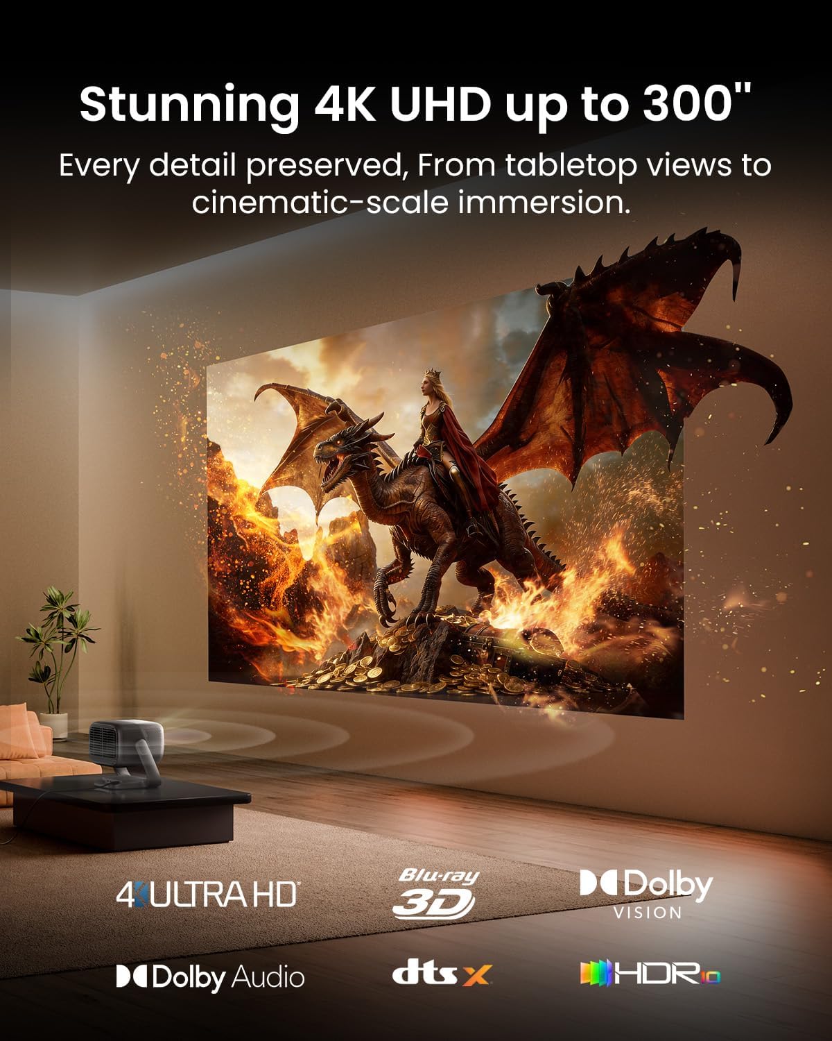 Detalle de JMGO N3 Ultimate Triple Laser 4K Projector: True Lossless 4K Home Cinema in a Compact Package