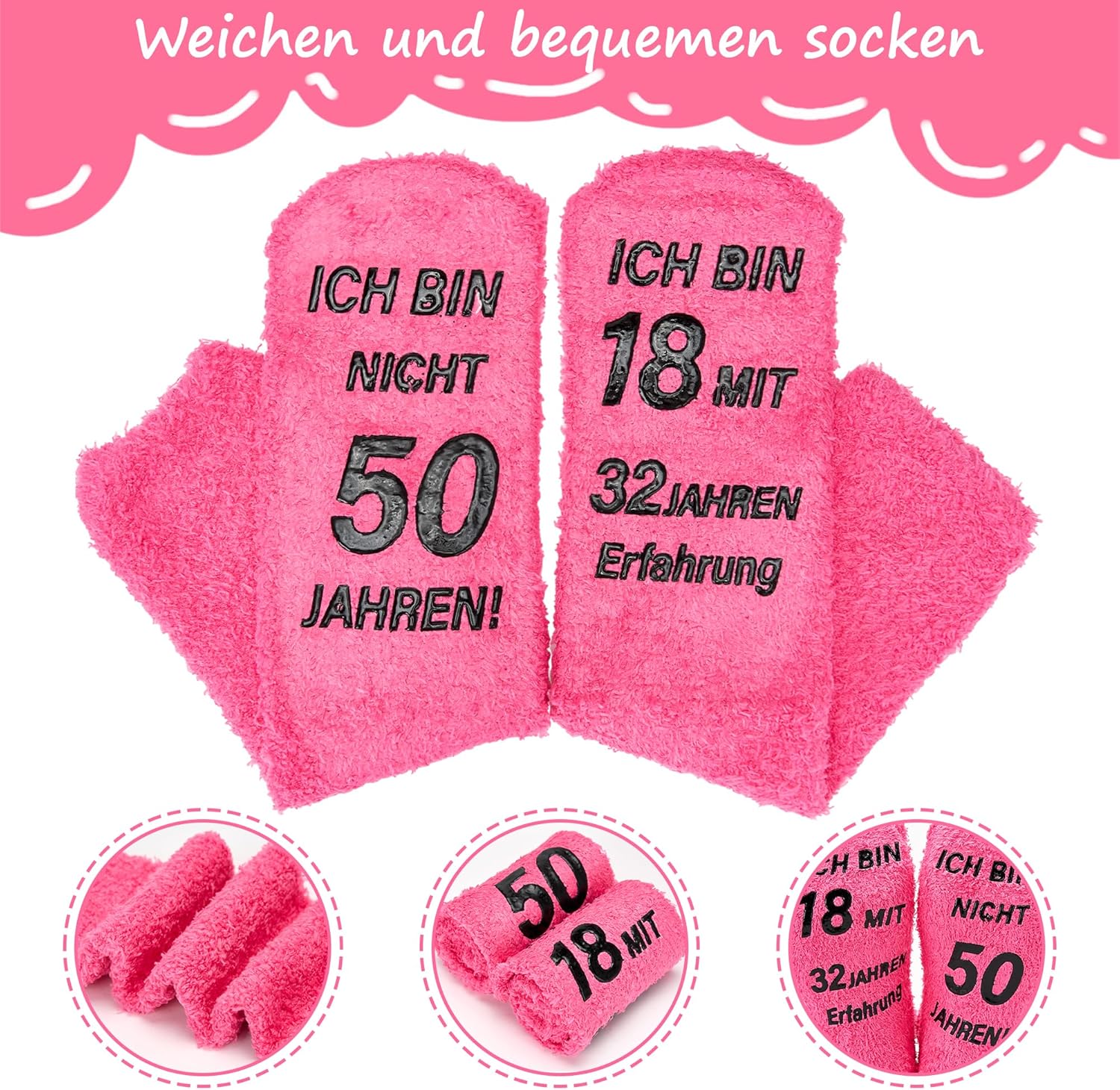 Thumbnail 6 de Rilcn 50 Geburtstag Geschenkset für Frauen – Lustige Socken & Wiederverwendbare Filztasche