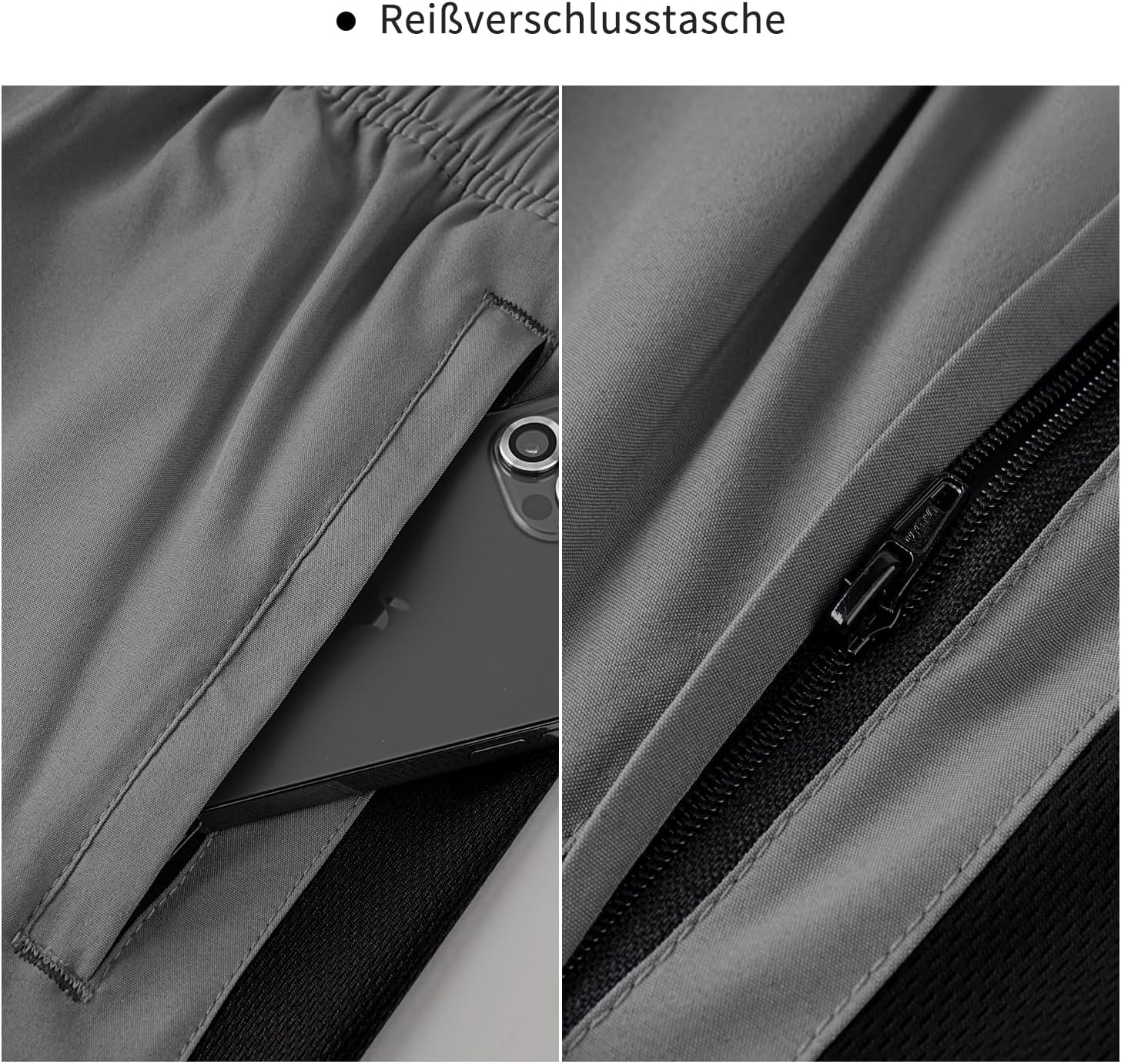 Thumbnail 5 de HMIYA Herren Sport Shorts Schnell Trocknend – Kurze Hose mit Reißverschlusstaschen
