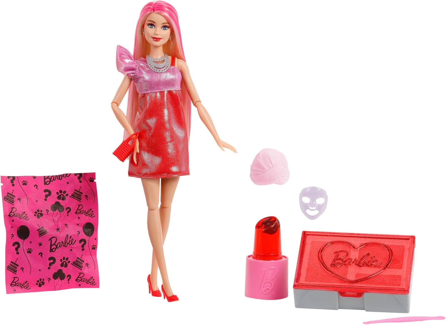 Thumbnail 6 de Barbie Party Unboxed Puppe und Accessoires – Glam Party Serie mit 10 Überraschungen (PJY67)