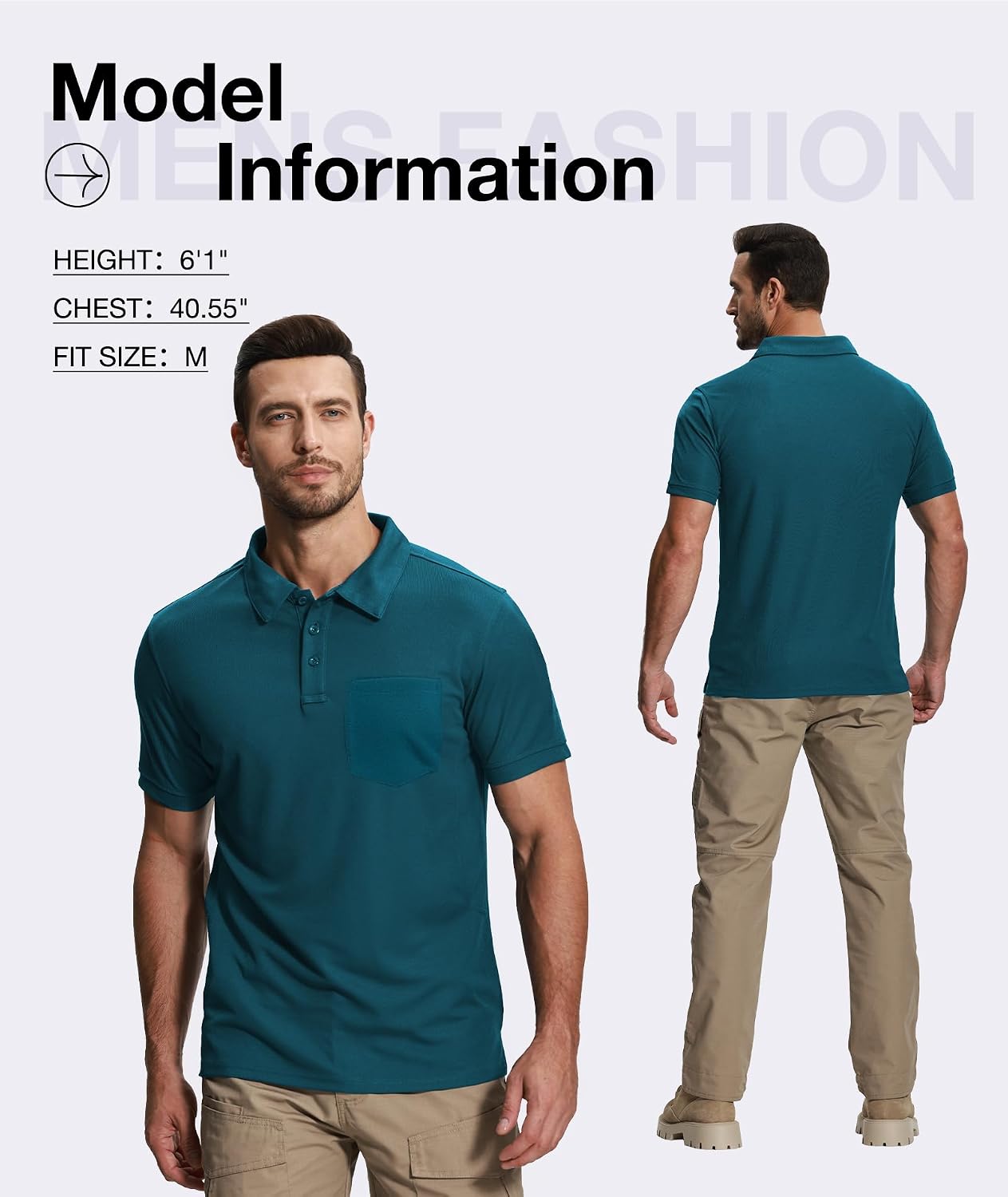 Detalle de SCODI 7 Pack Polo Shirts for Men with Pocket: Moisture-Wicking, UPF50+ Golf Polos
