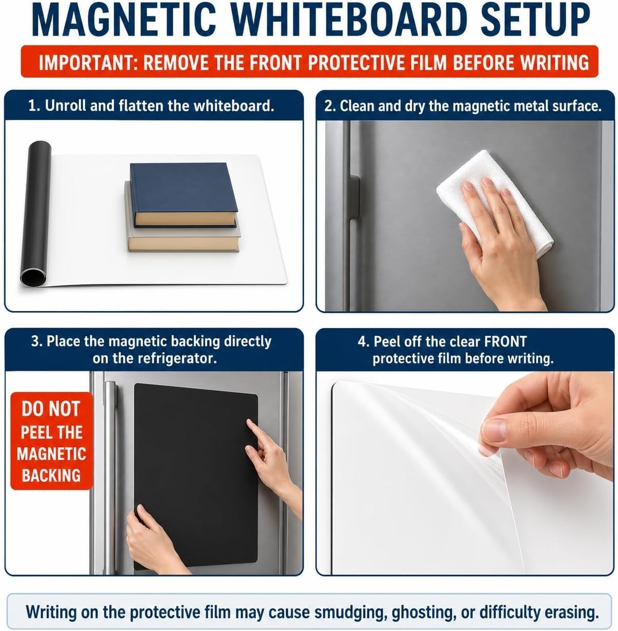 Detalle de Babenoun Magnetic Dry-Erase Whiteboard, 45 × 100 cm, Cut-to-Size