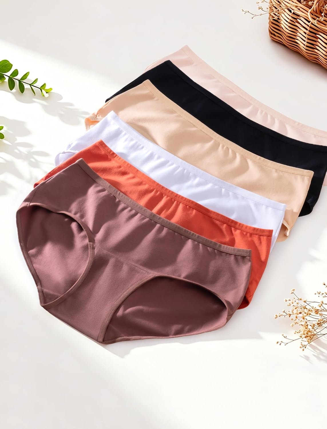 Detalle de ANSUKOO trosor för dam, 6-pack i bomull med bikini- och hipstermodell