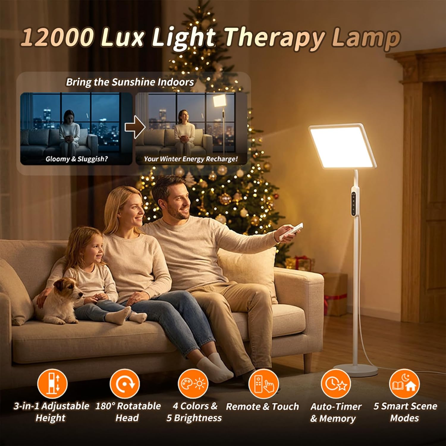 Detalle de samtoo CM022 Full-Spectrum UV-Free Sun Lamp with Remote and Adjustable Height