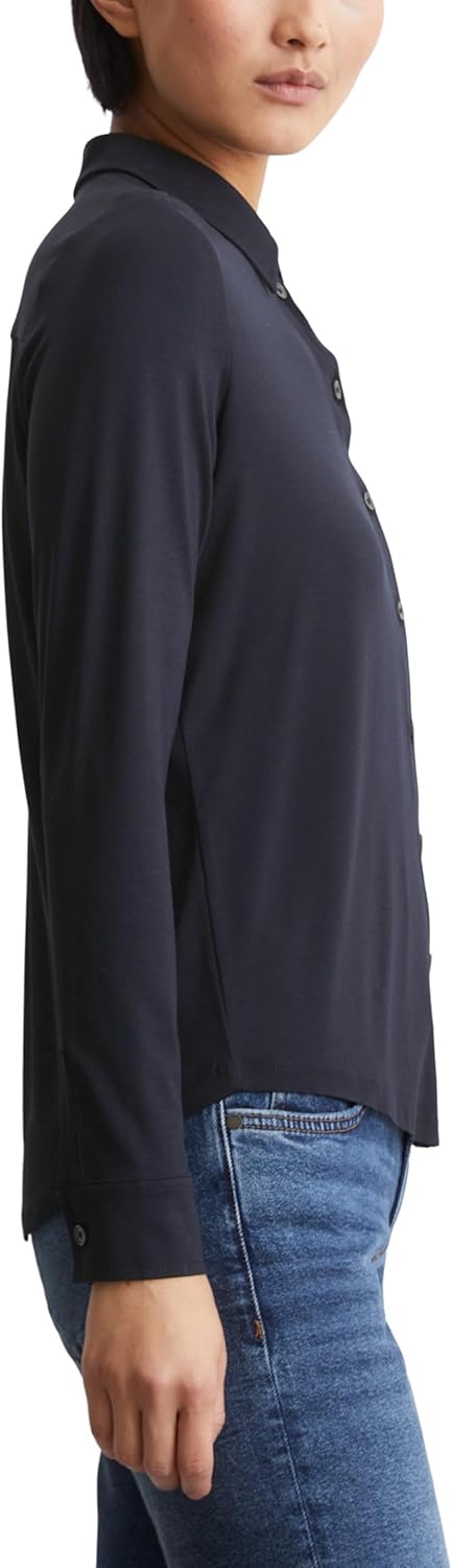 Detalle 2 de Marc O’Polo Damen Jerseybluse mit Stretch-Anteil und Spitzkragen