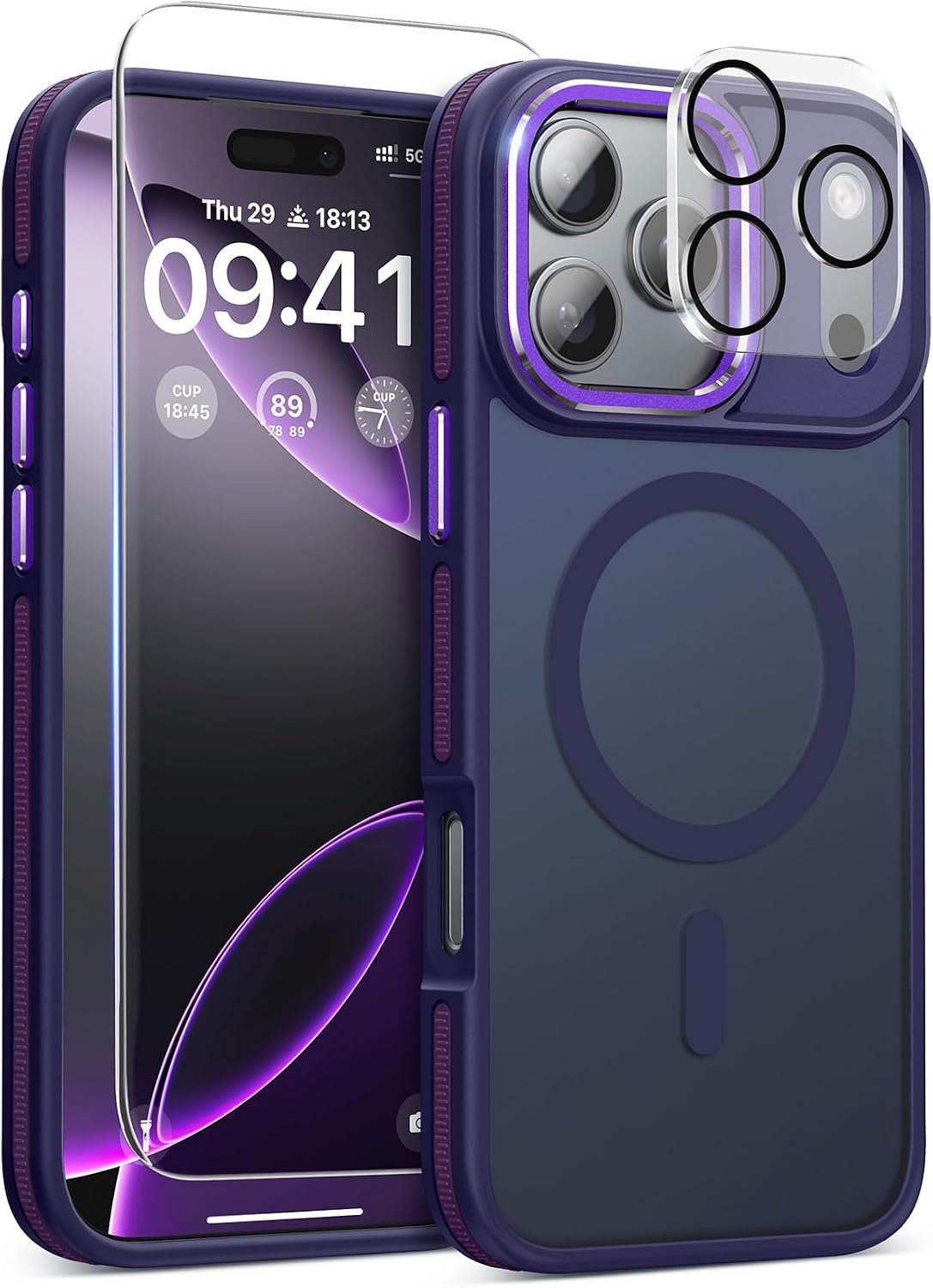 Detalle de DOMAVER 3 in 1 Case for iPhone 17 Pro Max with Screen Protector, Camera Cover and MagSafe Compatibility