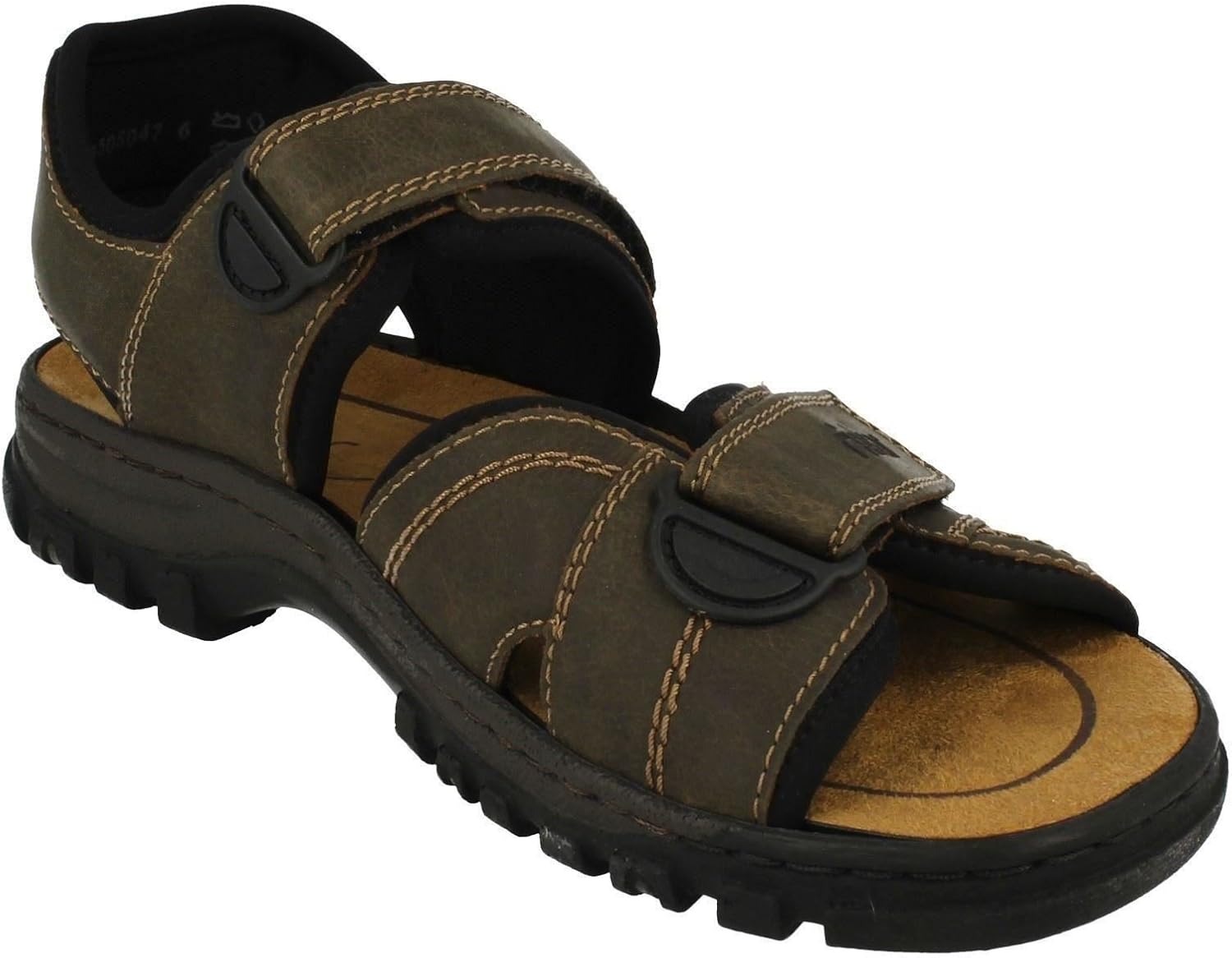 Detalle de Rieker 25051-01 Herren Sandale aus Synthetik in Schwarz – bequem & robust