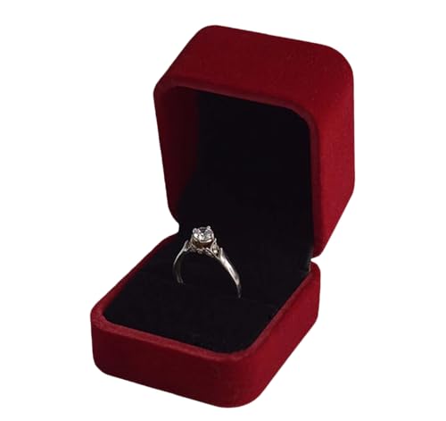 Detalle de Heyumybit Joyero para Anillo en Terciopelo Rojo – Caja de Propuesta