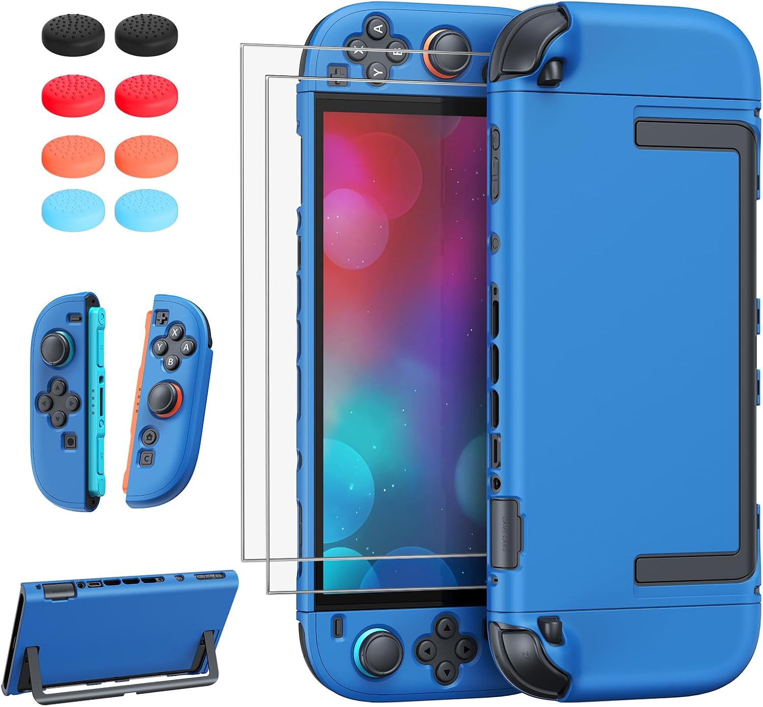 Detalle de FYOUNG Protective Case for Nintendo Switch 2 2025 — Slim Hard Shell with Screen Protector and 8 Thumb Grips