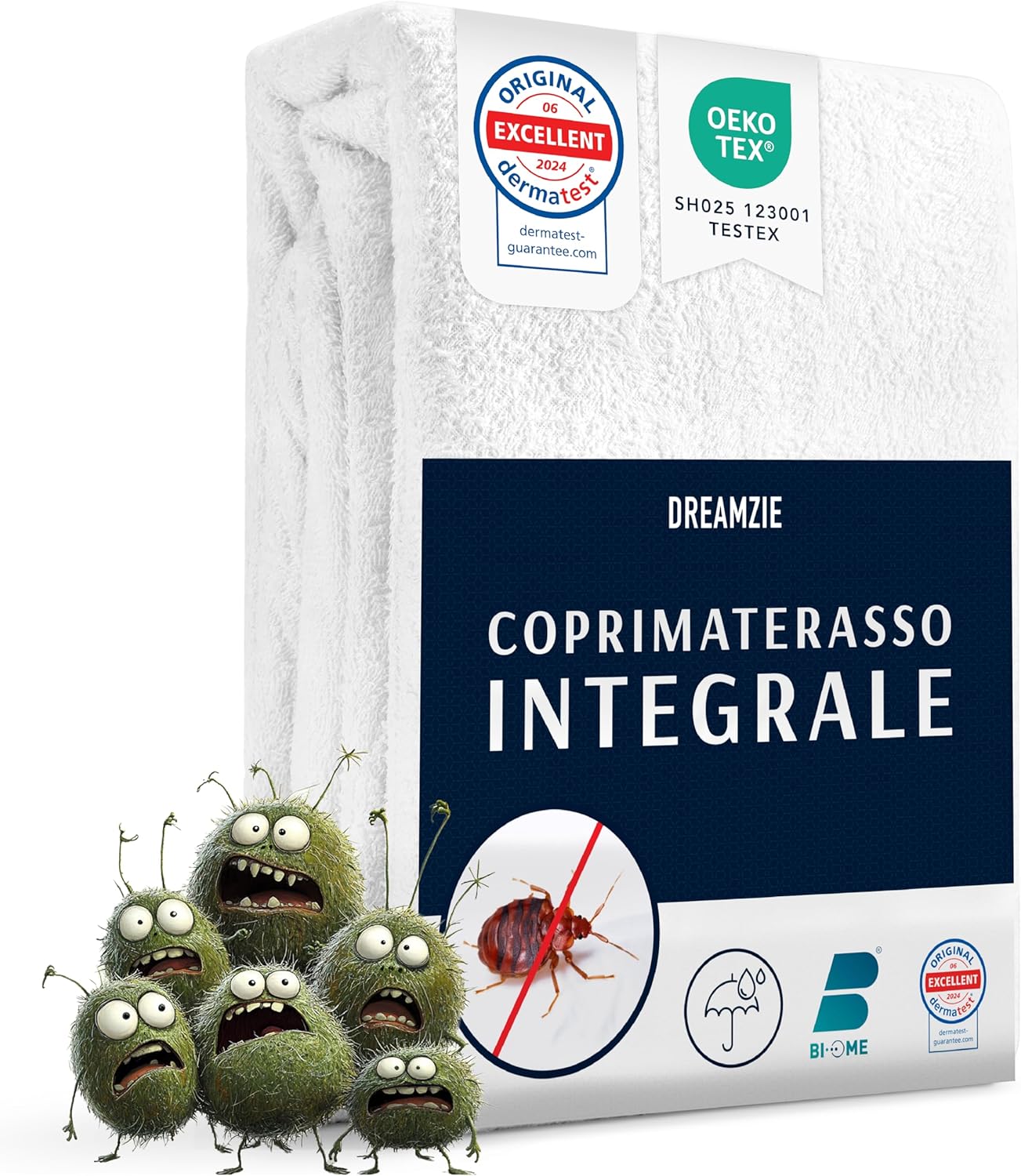 Thumbnail 6 de Dreamzie Coprimaterasso Singolo Impermeabile 90x200x28 cm con Chiusura a Zip a forma di L per Allergici