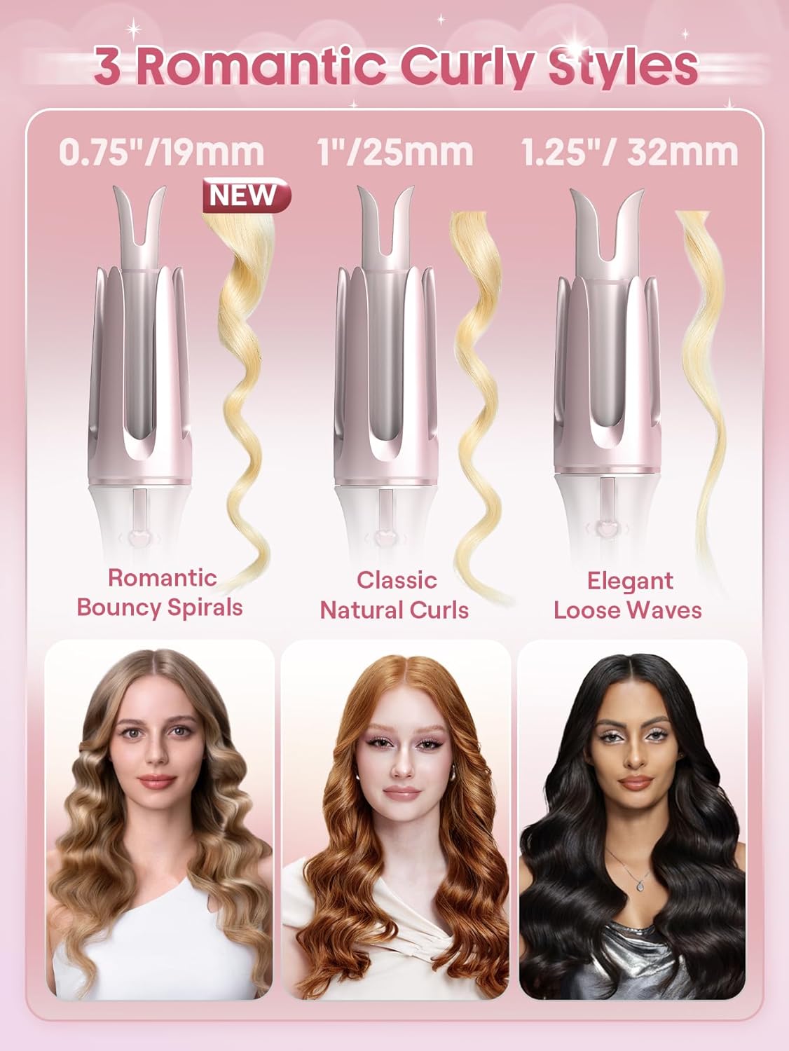Detalle de Sheglam Automatic Curling Iron with Ceramic Coating (19mm) – 3 Temperatures 170–210°C