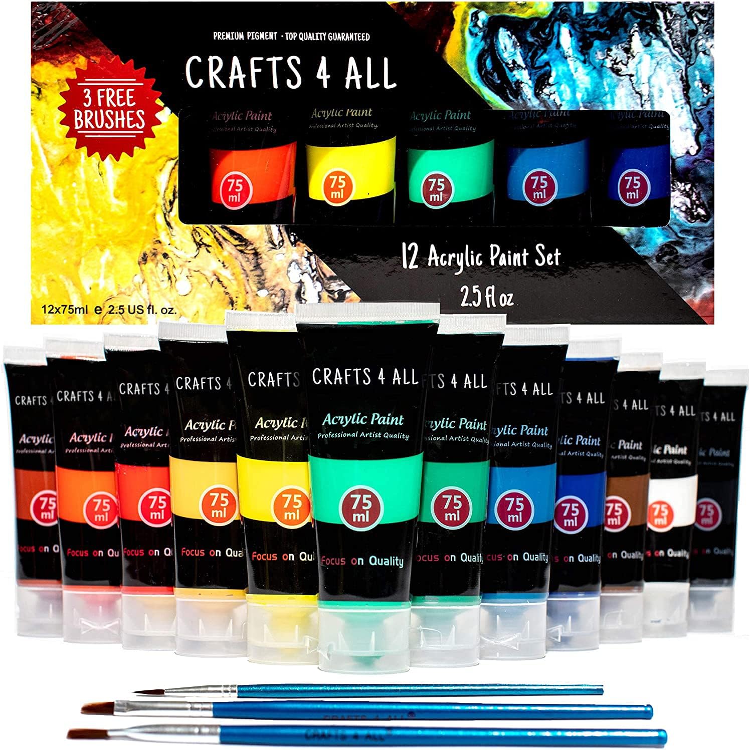Detalle de Crafts 4 ALL Large Acrylic Paint Set 75ml