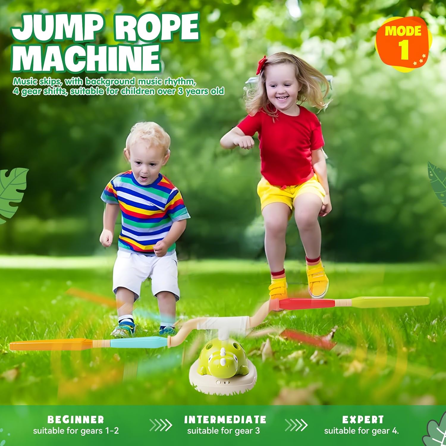 Detalle de DAOUZL 3 in 1 Spiele für Kinder – Raketenwerfer, Ringwurfspiel und Hüpfspiel im Dino-Design