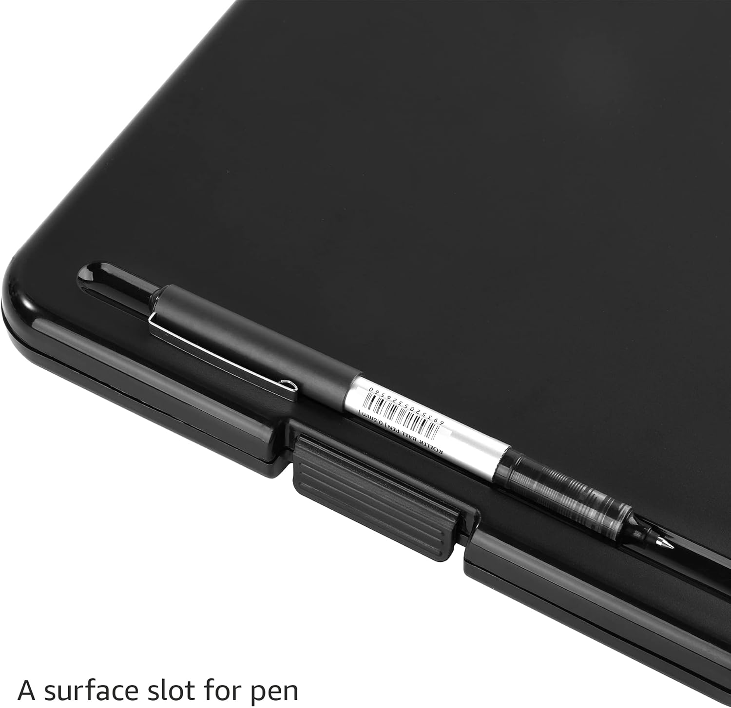 Detalle 2 de Amazon Basics Kunststoff-Klemmbrett mit Ablage, Schwarz – 2 Stück
