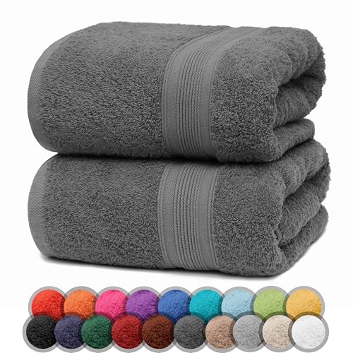 Detalle de NatureMark Dusch-Handtuch 2er Pack Premium 70x140 cm – Anthrazit grau