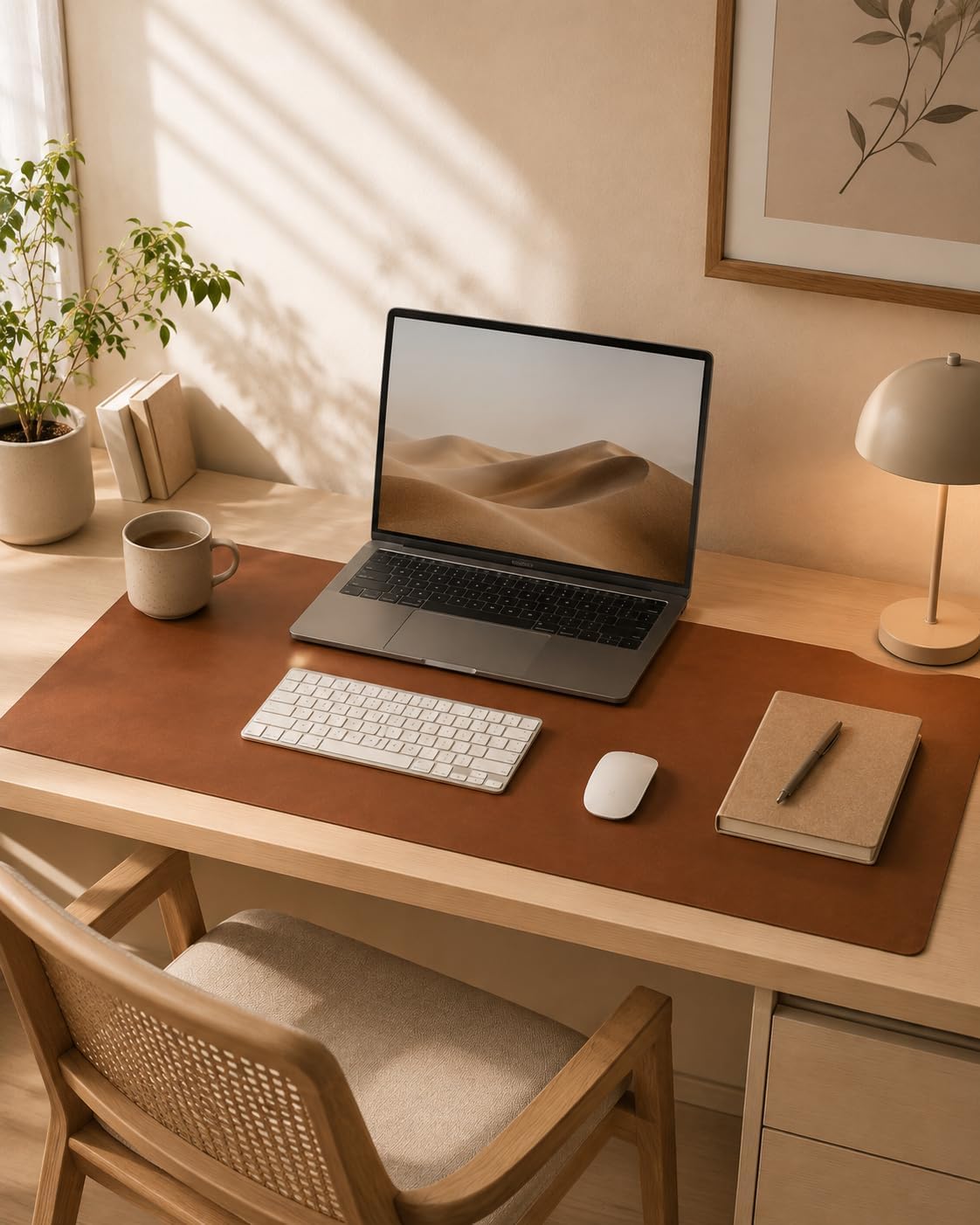 Thumbnail 6 de AFIING D-2313-Brown Desk Mat, 23.6" x 13" Brown PU Leather Protector