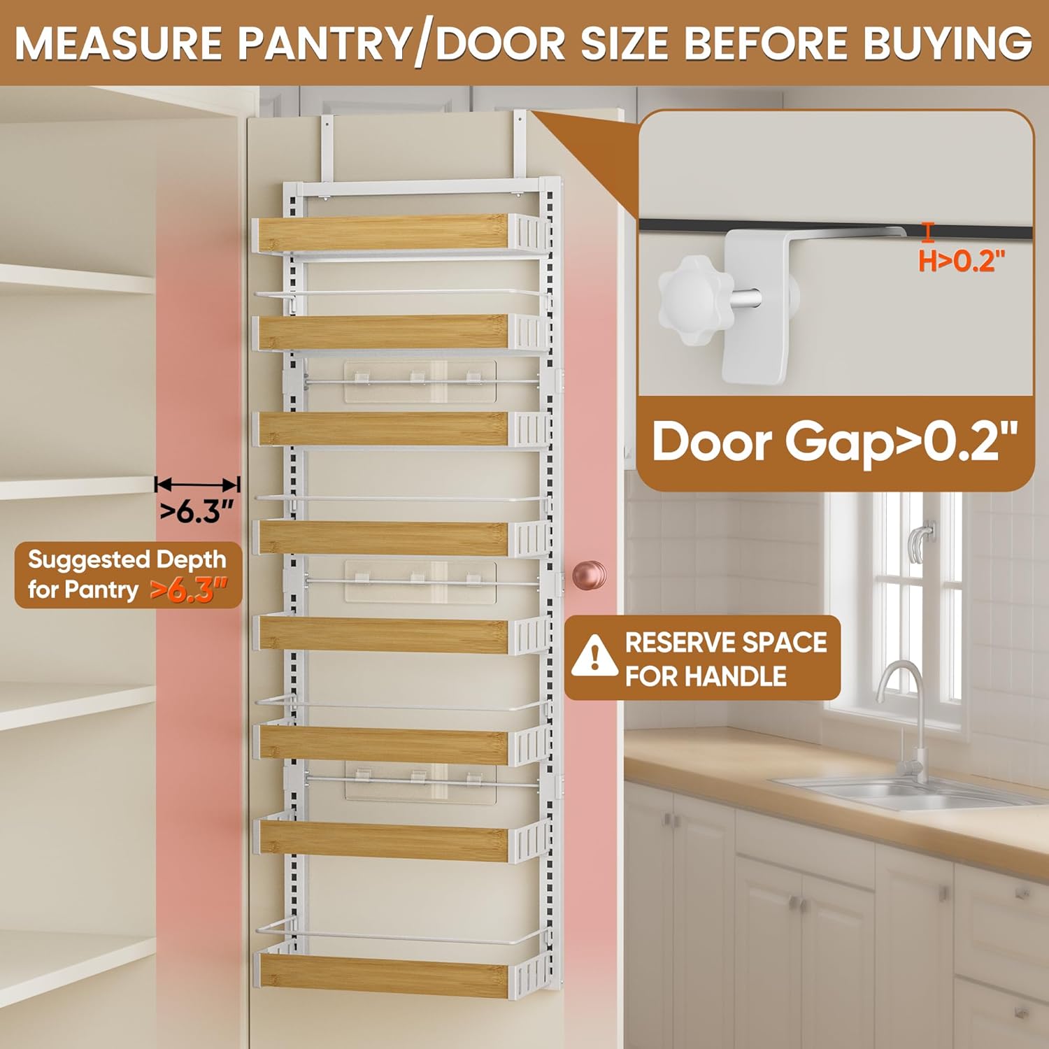 Detalle de POKIPO 8 Tier Over The Door Pantry Organizer (2-in-1 wall mount or hanging spice rack)