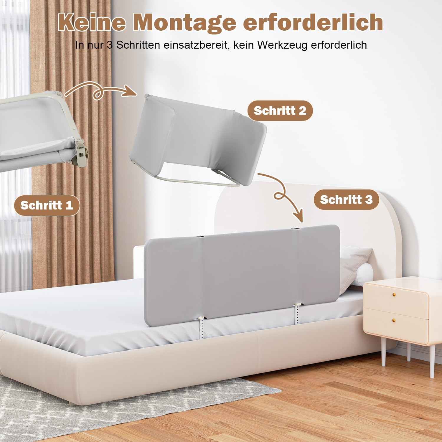 Thumbnail 6 de Ollewiellan 120 cm: sponda da letto a molle pieghevole, protezione sicura per bambini