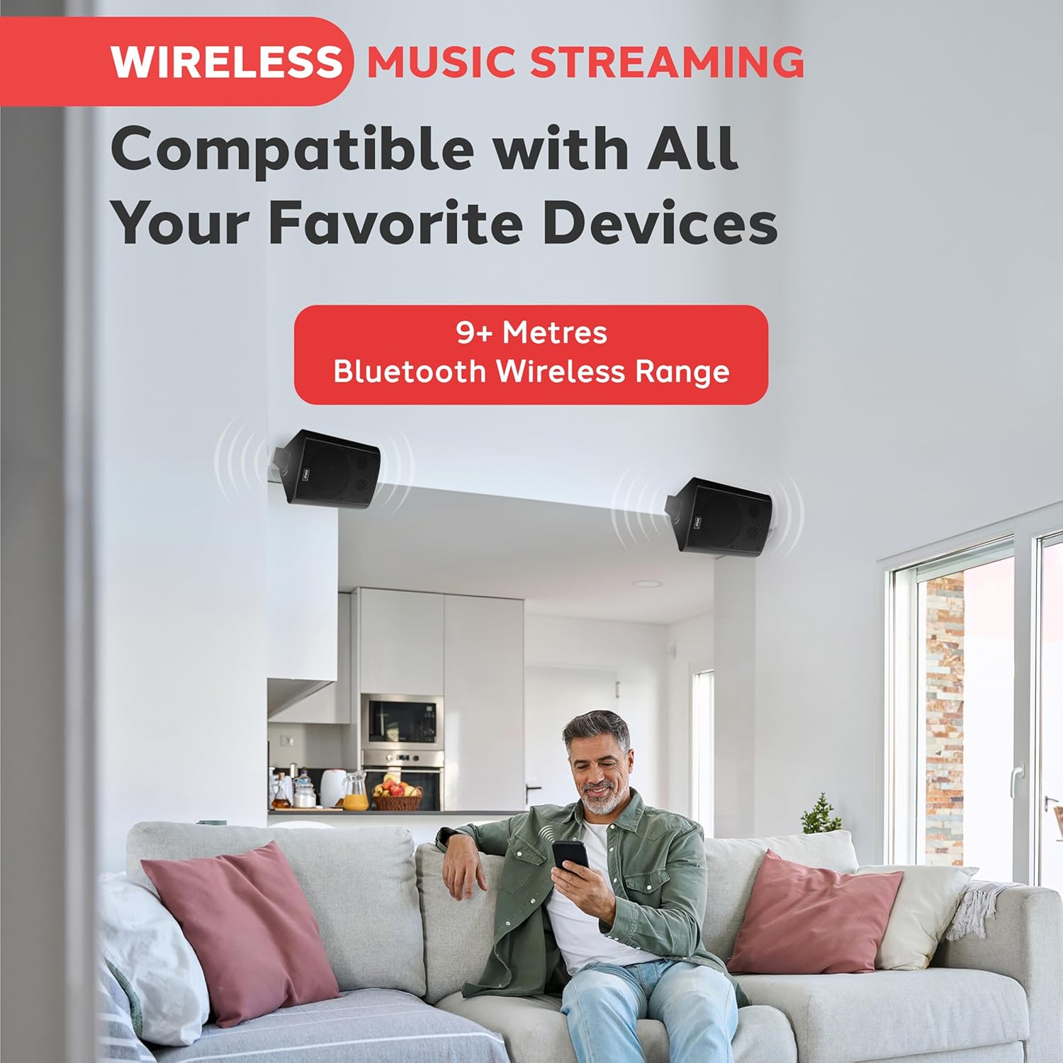 Detalle de Pyle Bluetooth Speakers: Waterproof Wall-Mounted System for Indoor & Outdoor Use