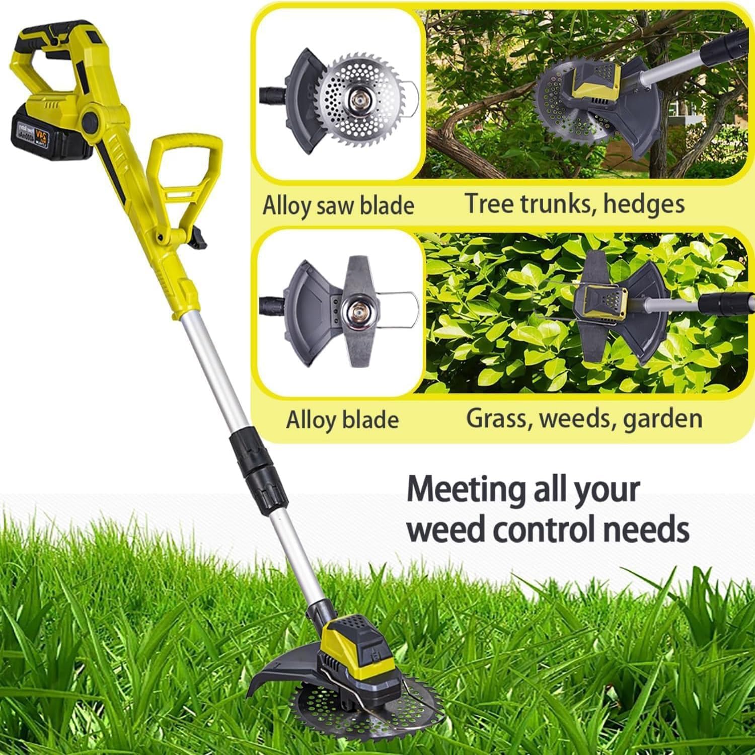 Thumbnail 3 de Metal Blade Cordless Strimmer 24V with Dual Battery Pack and 2 Blade Options