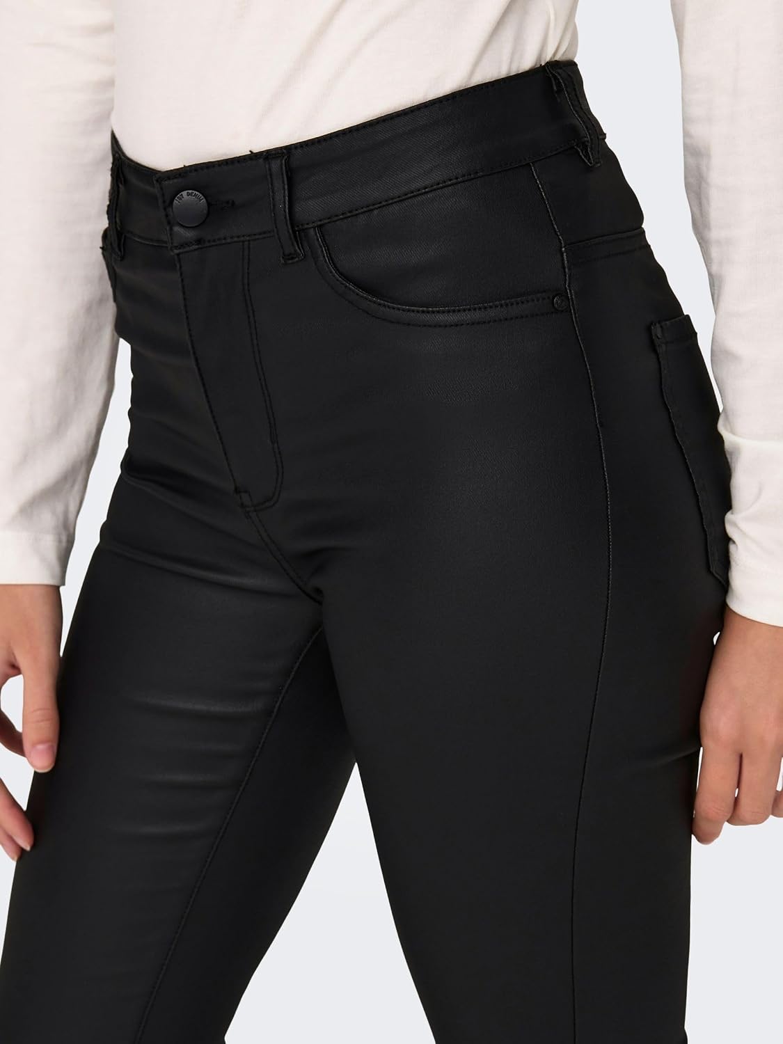 Detalle 2 de JDY JDYNEWTHUNDER skinnybroek met middelhoge taille en knoopsluiting